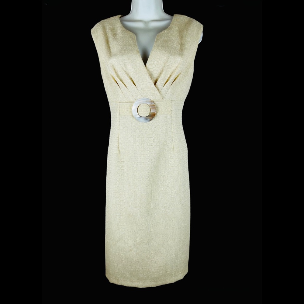 Connected Sleeveless Maize Cream Vanilla Sheath Dress